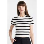 DeFacto Crop Bisiklet Yaka Triko Kazak, XL, C8743AX24AU, Ekru-ER105, Kadın