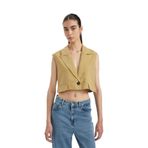 DeFacto Crop Blazer Yelek Haki, 42, Crop Blazer Yelek, Haki-KH485, Kadın