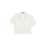DeFacto Crop Cepli Tencel Kısa Kollu Gömlek, XL, C4784AX25SP, Ekru-ER105, Kadın