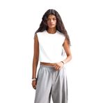 DeFacto Cropped Fit Bisiklet Yaka Krep Yelek, 36, Cropped Fit Bisiklet Yaka Krep Yelek, Ekru-ER105, Kadın