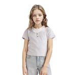 DeFacto Cropped Fit Bisiklet Yaka Ribana Kısa Kollu Tişört Kız Çocuk, 7-8 Yaş, E1830A825SM, Gri-GR421, Kız çocuk