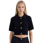 DeFacto Cropped Fit Hırka Lacivert, XL, E1977AX24WN, Lacivert-NV134, Kadın