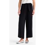 DeFacto Culotte Beli Lastikli Geniş Paça Kuşaklı Krinkıl Viskon Kapri Pantolon C9565AX25SM - Siyah-BK81 - 36