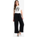 DeFacto Culotte Beli Lastikli Geniş Paça Kuşaklı Krinkıl Viskon Kapri Pantolon C9565AX25SM - Siyah-BK81 - 40