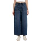 DeFacto Culotte Yüksek Bel Jean Kar Yıkamalı Pantolon, 34, G4935AX26SM, Mavi-NM28, Kadın