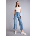DeFacto Culotte Yüksek Bel Jean Yıkamalı Pantolon, 36, F5537AX26SP, İndigo, Kadın