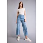 DeFacto Culotte Yüksek Bel Jean Yıkamalı Pantolon F5537AX26SP - İndigo-NM85 - 38