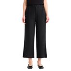 DeFacto Culotte Yüksek Bel Kısa Boy Keten Karışımlı Pantolon, 40, E7962AX25SP, Siyah-BK81, Kadın