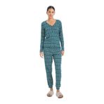 Defacto D2284AX24WN GN1040 Yeşil Waffle Kumaş Kadın Pijama Takımı