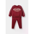Defacto D2599a5br285 Bordo Erkek Bebek 2'Li Takım Baskılı Okul Sweatshirt Eşofman Altı