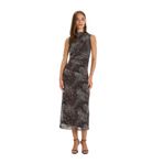 DeFacto D5061AX24AU Kahve-BN192 Kadın Leopar Desenli Maxi Elbise
