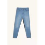 Defacto D7946 Mavi Lina Comfort Mom Normal Bel Düz Paça Jean Kar Yıkamalı Pantolon