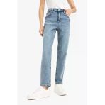 Defacto D8209 Mavi Lina Comfort Mom Normal Bel Düz Paça Jean Kar Yıkamalı Pantolon