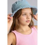 Defacto D8412a8be2 Mavi Nakışlı Jean Bucket Şapka Kız Çocuk