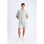 DeFacto D8835AX25SM Haki-KH514 Erkek Relax Fit Yazlık Keten Karışımlı Şort