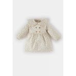 Defacto D9568 Bej Kız Bebek Çiçekli Uzun Kollu Twill Elbise