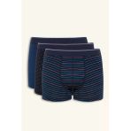 Defacto D9876 Lacivert Regular Fit Çizgili 3'Lü Boxer