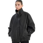 DeFacto Dad Fit Suni Deri Mont, XL, Dad Fit Suni Deri Mont, Siyah-BK27, Kadın