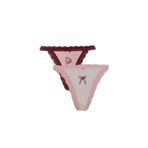 DeFacto Dantel Detaylı 2'li Tanga, XL, F8824AX26SP, Pembe, Kadın