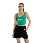 DeFacto DeFactoFit NBA Boston Celtics Crop Bisiklet Yaka Ribana Atlet Yeşil L