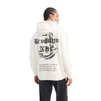DeFacto DeFactoFit NBA Brooklyn Nets Comfort Fit Rahat Kalıp Kapüşonlu Kalın Sırt Baskılı Sweatshirt Ekru XXL