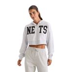 DeFacto DeFactoFit NBA Brooklyn Nets Crop Fermuarlı Kalın Kumaş Sweatshirt Hırka Gri S