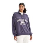DeFacto DeFactoFit NBA Brooklyn Nets Oversize Fit Yarım Fermuarlı Sweatshirt Mor M