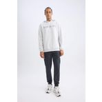 DeFacto DeFactoFit NBA Brooklyn Nets Standart Fit Kapüşonlu Baskılı Jakarlı Sweatshirt Gri L