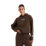 DeFacto DeFactoFit NBA Chicago Bulls Kapüşonlu Kalın Kumaş Sweatshirt Kahve XL
