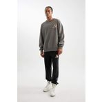 DeFacto DeFactoFit NBA Los Angeles Lakers Oversize Fit Bisiklet Yaka Kalın Sweatshirt Gri L