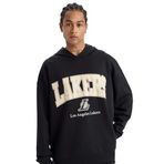 DeFacto DeFactoFit NBA Los Angeles Lakers Oversize Geniş Kalıp Kapüşonlu Skuba Dalgıç Kumaş Sporcu Sweatshirt Siyah L