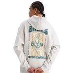 DeFacto DeFactoFit NBA Milwaukee Bucks Oversize Geniş Kalıp Kapüşonlu Kalın Sporcu Sweatshirt Gri XS