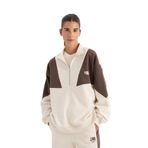 DeFacto DeFactoFit NBA Wordmark Oversize Fit Fermuarlı Dik Yaka Kalın Kumaş Sweatshirt Bej S