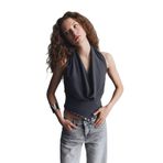 DeFacto Degaje Yaka Kolsuz Bluz Gri, L, G4336AX25WN, Gri-GR211, Kadın