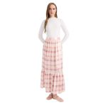 DeFacto Desenli Beli Lastikli Saten Maxi Etek, 40, F2726AX25SMPN441-218052, Pembe, Kadın