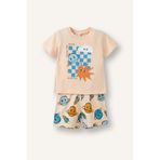 DeFacto Desenli Kısa Kollu Üst Şort Alt 2li Pijama Takımı Erkek Bebek H5392A526HS