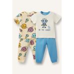 DeFacto Desenli Kısa Kollu Üst Uzun Alt 4lü Pijama Takımı Erkek Bebek G8859A526SM
