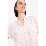 DeFacto Desenli Viskon Kısa Kollu Gömlek, S, Z1661AZ25SP, Pembe-PN663, Kadın