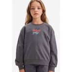 DeFacto Disney Mickey Mouse & Friends Oversize Geniş Kalıp Kapüşonlu Sırt Baskılı Sweatshirt Kız Çocuk, 8-9 Yaş, D4378A824WN, Antrasit-AR148, kız-çocuk