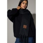 DeFacto Dokuma Etiketli Atkı Siyah, Tek Ebat, F3427AX25WN, Siyah-BK26, kadın