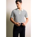 DeFacto Düğmeli Çizgili Triko Polo Tişört, XL-XXL, F2729AX25AU, Siyah-BK27, Erkek