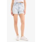 DeFacto E0521AX25SM Mavi-NM39 Kadın Mom Fit Yüksek Bel Katlamalı Paça Jean Şort
