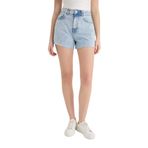 DeFacto E0527AX25SM İndigo-NM85 Kadın Pamuk Mom Fit Yüksek Bel Paça Ucu Kesik Jean Şort