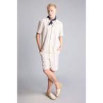 DeFacto E0808AX26SM Ekru-ER83 Regular Fit Cepli Çizgili Bermuda Erkek Şort