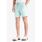 Defacto E0977 Yeşil Regular Fit Desenli File Astarlı Kısa Boy Deniz Şortu