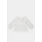 Defacto E2833 Beyaz Kız Bebek Bisiklet Yaka Floral Flamlı Poplin Uzun Kollu Gömlek