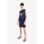 DeFacto E5133AXNS Lacivert-NV256 Erkek Regular Fit Kısa Boy Cepli File Astarlı Beli Bağcıklı Düz Hafif Kumaş Deniz Şortu