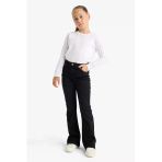 Defacto E6183a8bk27 Siyah Kız Çocuk Flare Fit İspanyol Paça Jean Pantolon