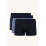 Defacto E7210 Lacivert Regular Fit Çiçekli 3'Lü Boxer