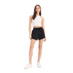 DeFacto E801GY106523 Siyah Kadın Relax Fit Beli Lastikli Bağcıklı Bermuda Şort